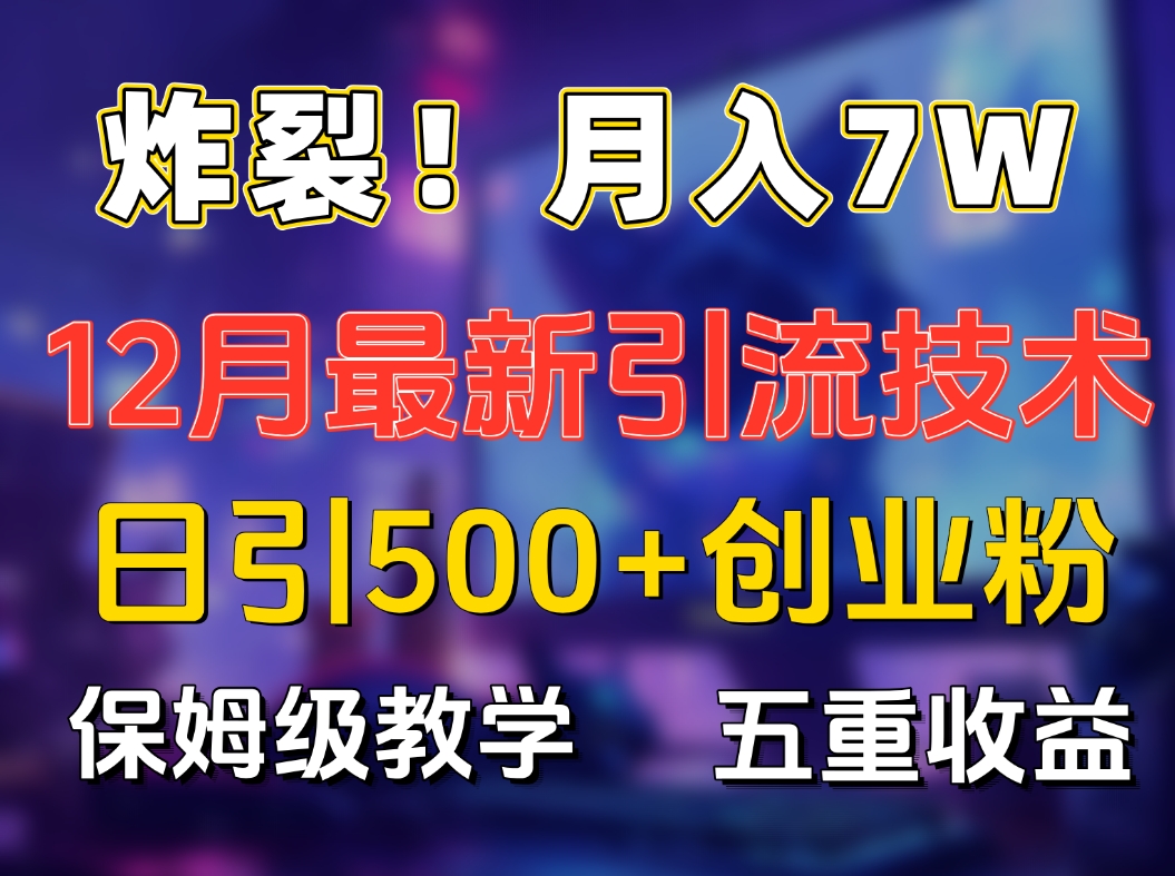 炸裂！月入7W+揭秘12月最新日引流500+精准创业粉，多重收益保姆级教学-码豆资源站