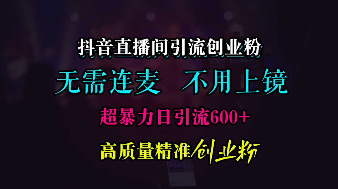 抖音直播间引流创业粉，无需连麦、无需上镜，超暴力日引流600+高质量精准创业粉-码豆资源站