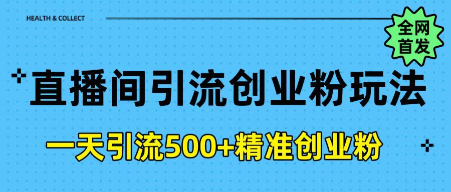 直播间引流创业粉玩法，一天轻松引流500+精准创业粉-码豆资源站