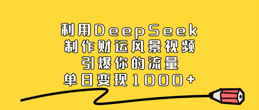 利用DeepSeek制作财运风景视频,引爆流量,单日变现1000+-码豆资源站