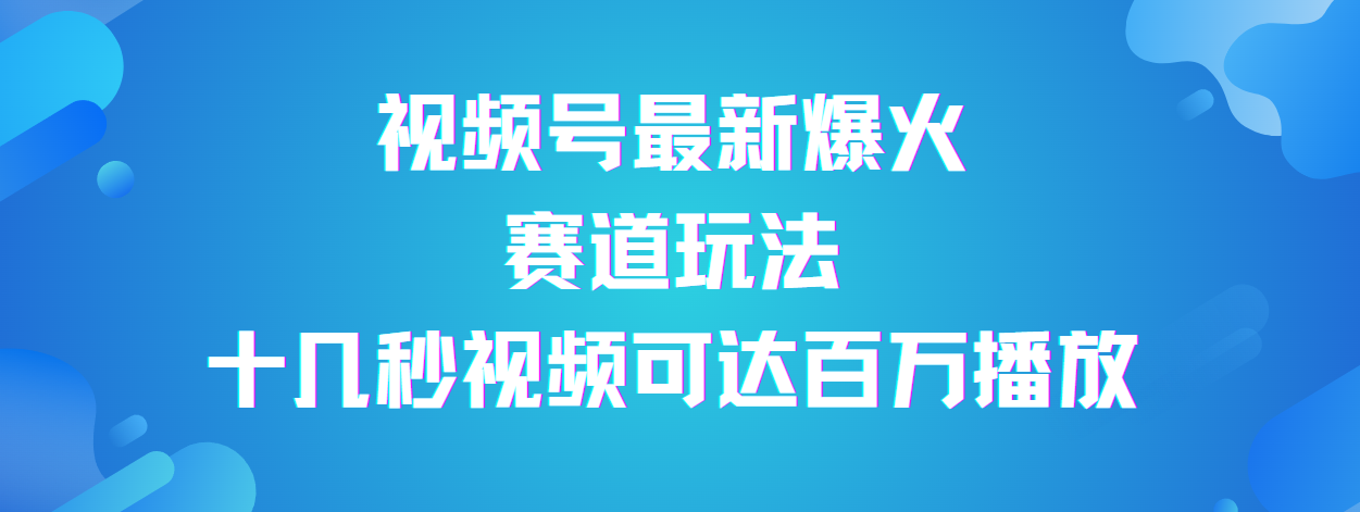视频号最新爆火赛道玩法，流量巨大，视频制作简单，轻松月入数万-码豆资源站