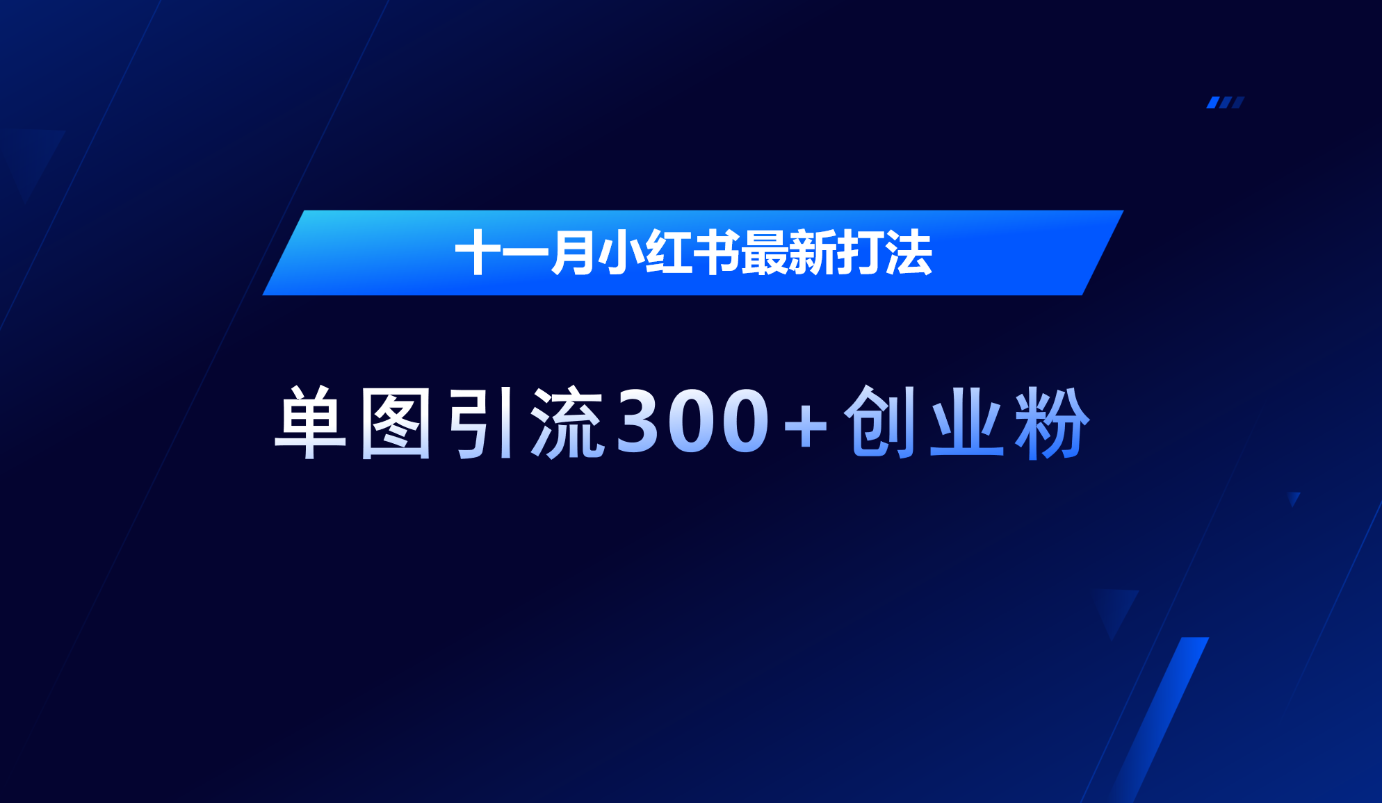 十一月，小红书最新打法，单图引流300+创业粉-码豆资源站