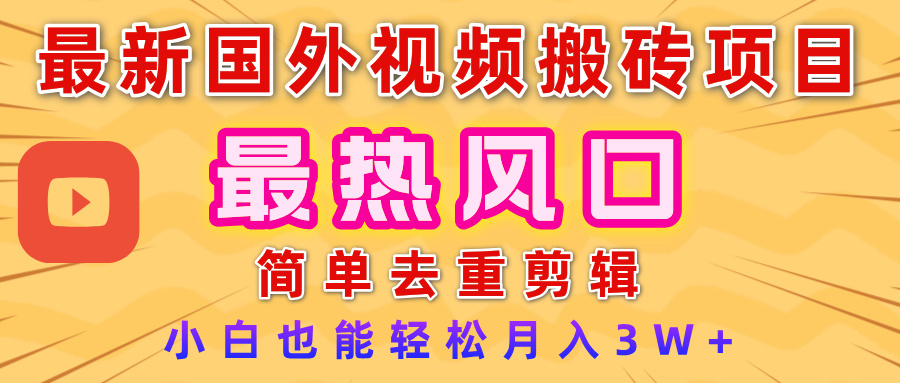 2025最新热门风口,国外视频搬砖项目,简单去重剪辑,小白也能轻松月入3W+-码豆资源站