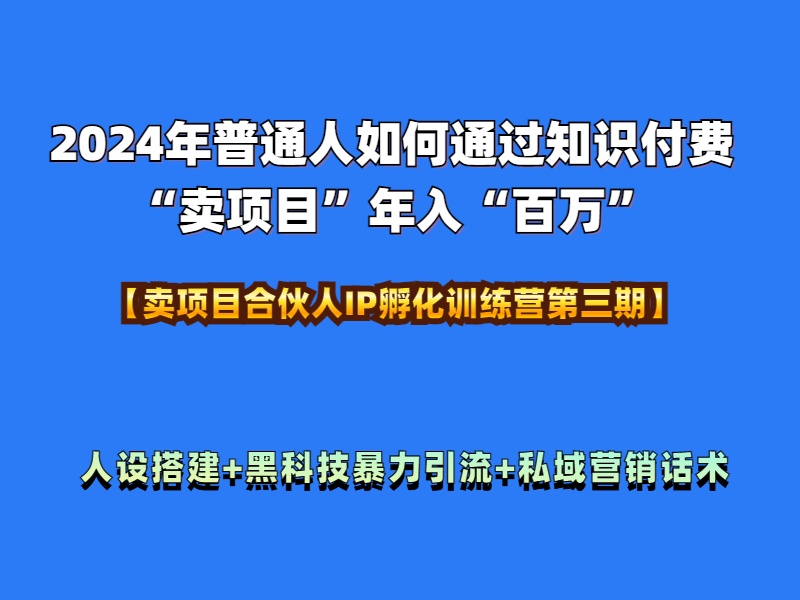 2024年普通人如何通过知识付费“卖项目”年入“百万”人设搭建-黑科技暴力引流-全流程-码豆资源站