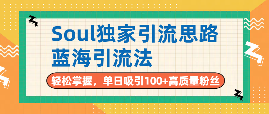 Soul独家引流思路，单日吸引100+高质量粉丝，蓝海引流法，轻松掌握-码豆资源站