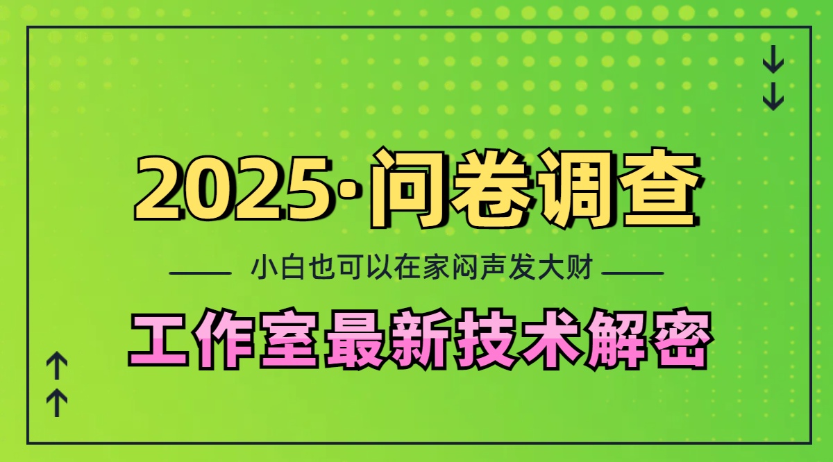 2025《问卷调查》最新工作室技术解密：一个人在家也可以闷声发大财，小白一天200+，可矩阵放大-码豆资源站