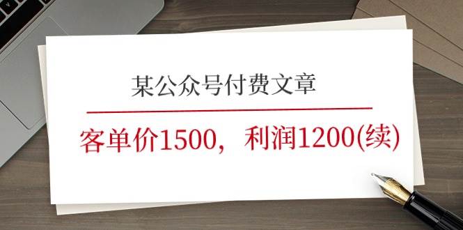 某公众号付费文章《客单价1500，利润1200(续)》市场几乎可以说是空白的-码豆资源站