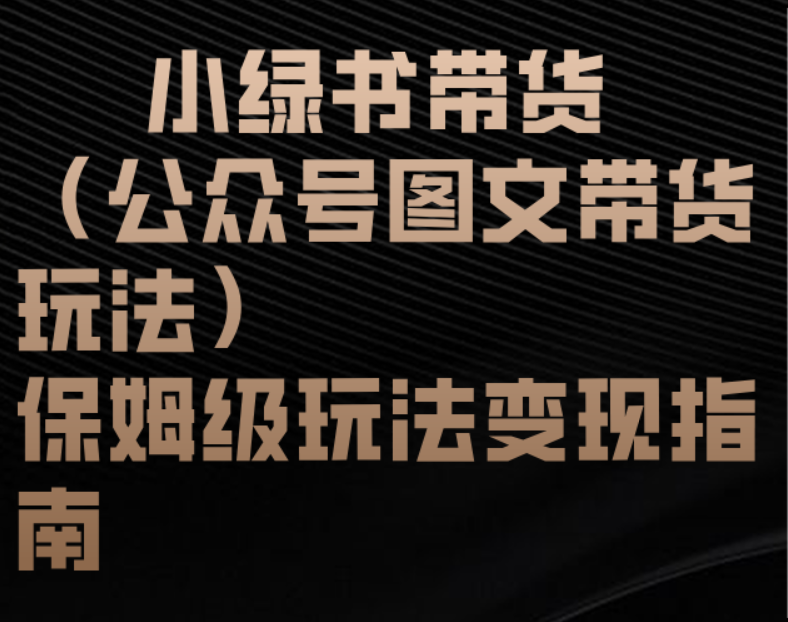 小绿书带货(公众号图文带货玩法)保姆级玩法变现指南-码豆资源站