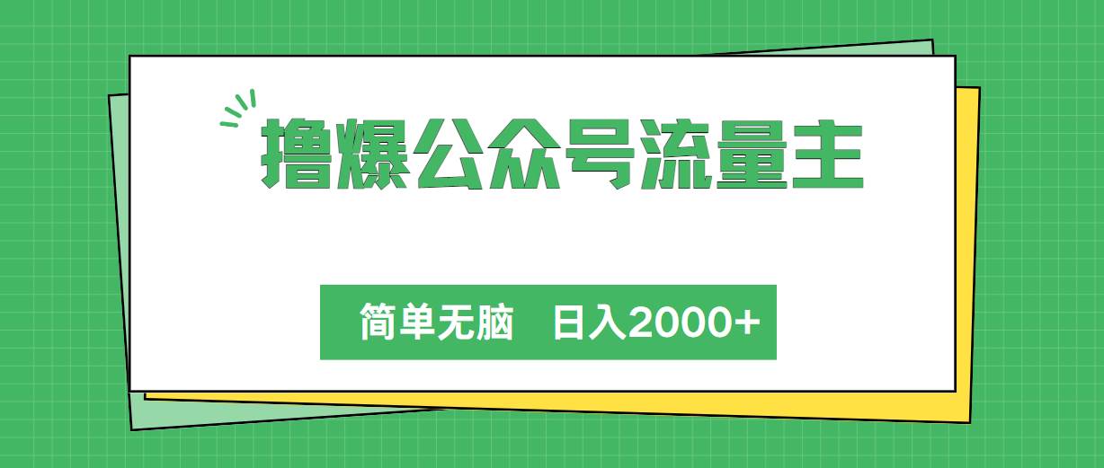 撸爆公众号流量主，简单无脑，单日变现2000+-码豆资源站