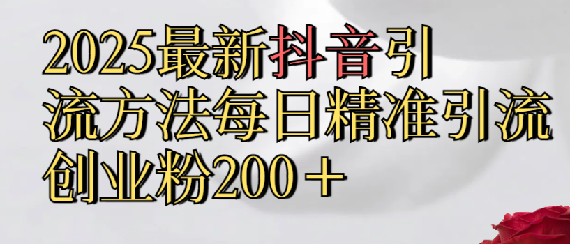 2025最新抖音引流,方法每日精准引流创业粉300＋-码豆资源站