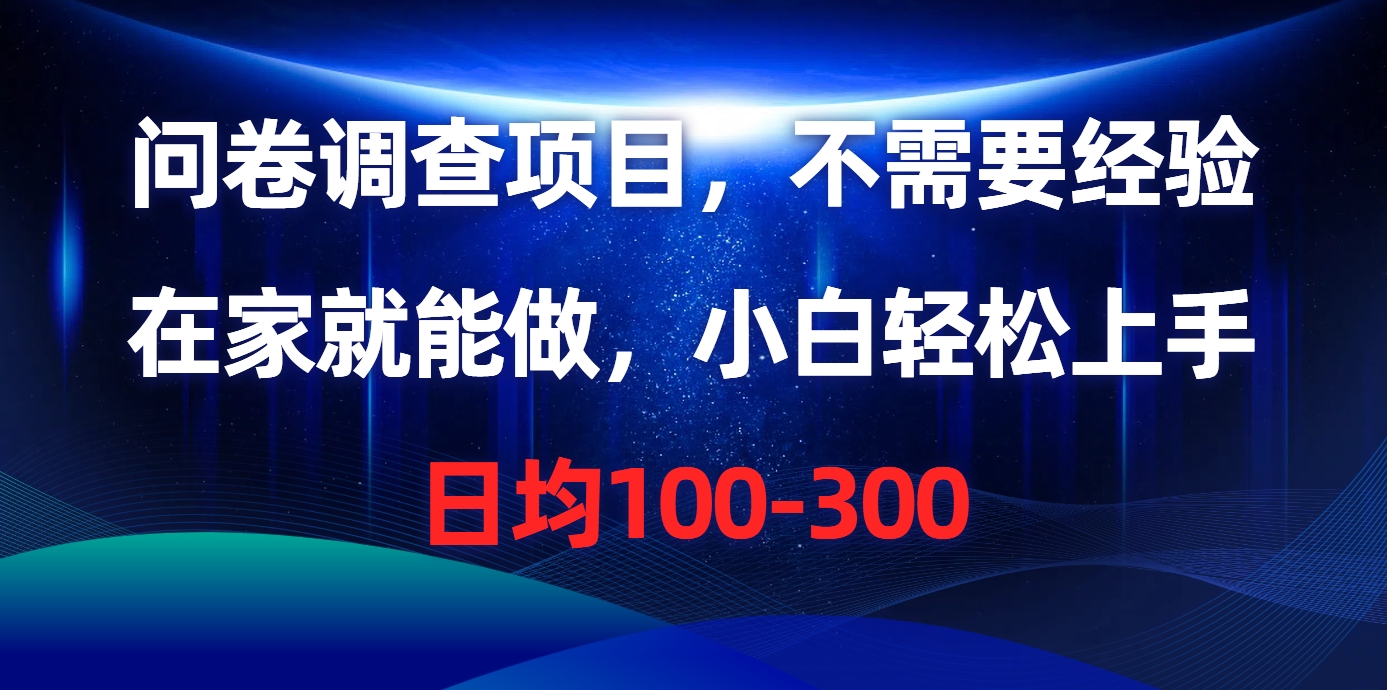 问卷调查项目，在家就能做，不需要经验，日均100-300-码豆资源站