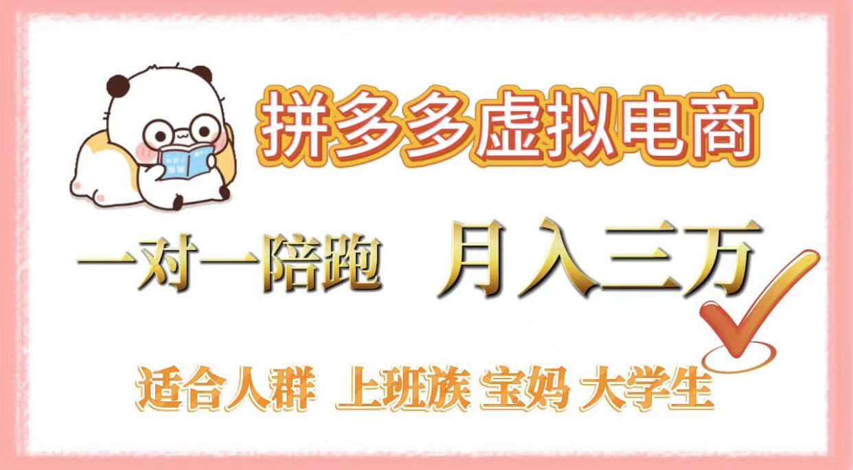 拼多多虚拟电商,一对一陪跑,月入3万,0囤货,轻资产,不发货-码豆资源站