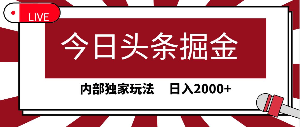 今日头条掘金，30秒一篇文章，内部独家玩法，日入2000+-码豆资源站