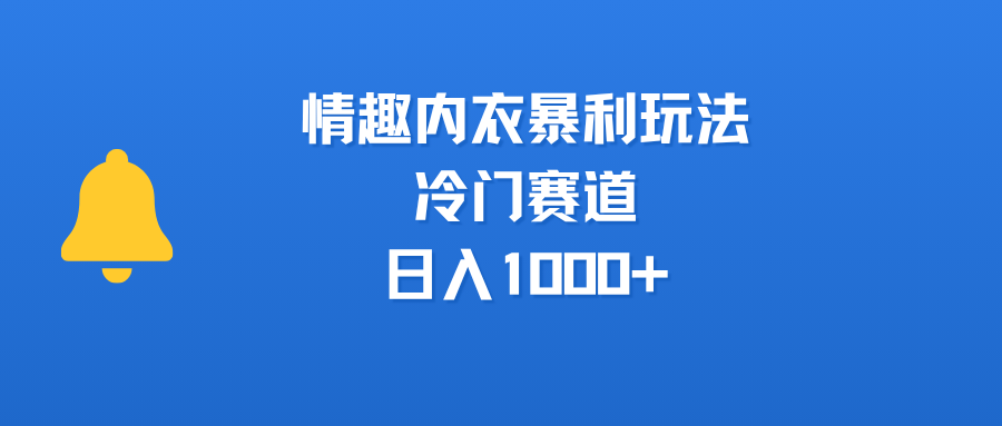 情趣内衣暴利玩法,冷门赛道,日入1000+-码豆资源站