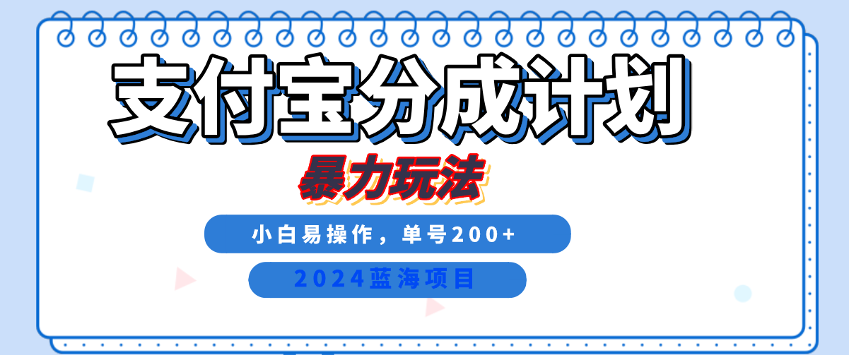 2024最新冷门项目，支付宝视频分成计划，直接粗暴搬运，日入2000+，有手就行！-码豆资源站