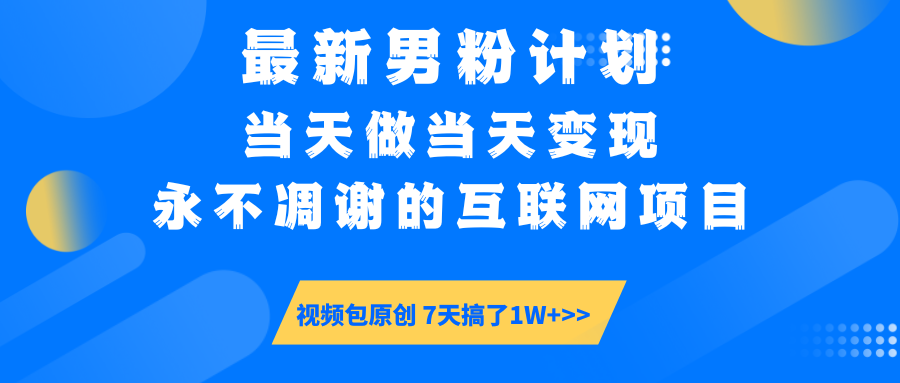 【暴利揭秘】日入5000+的男粉流量密码！一部手机操作，当天见钱！-码豆资源站