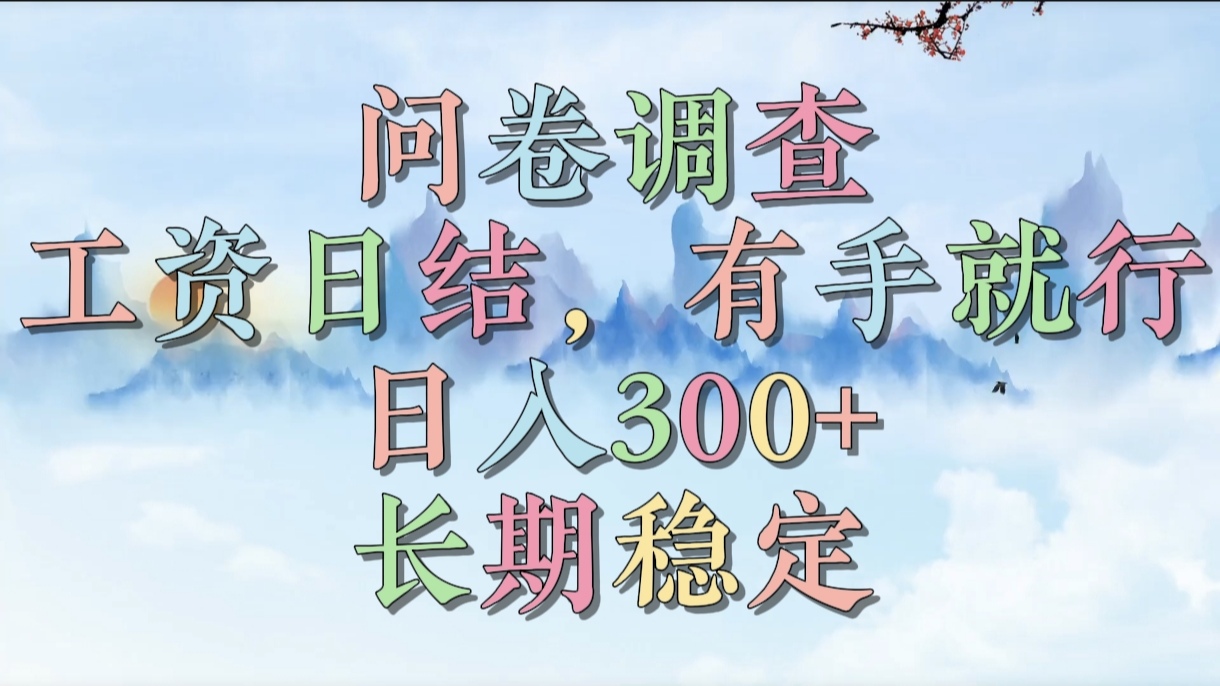 问卷调查,工资日结,有手就行,日入300+,长期稳定-码豆资源站