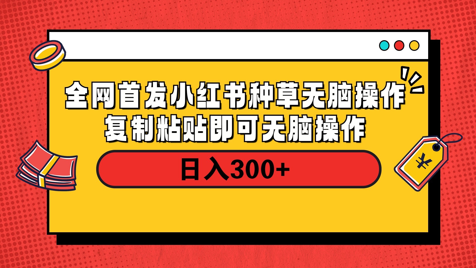 全网首发 小红书种草无脑操作复制黏贴即可 轻松日入300+-码豆资源站
