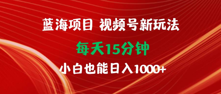 蓝海项目视频号新玩法 每天15分钟 小白也能日入1000+-码豆资源站