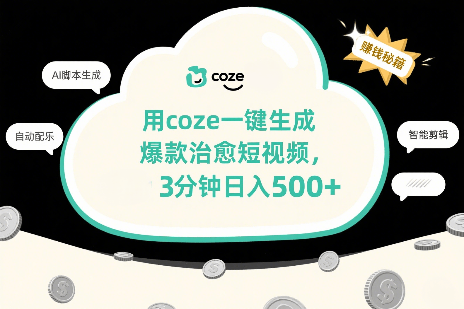 用coze一键生成爆款治愈短视频，3分钟日入500+-码豆资源站