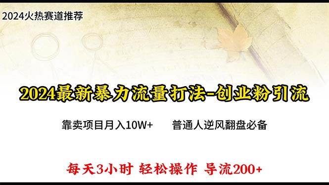 2024年最新暴力流量打法，每日导入300+，靠卖项目月入10W+-码豆资源站