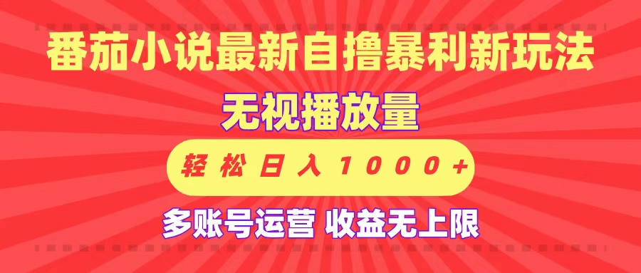 最新番茄小说自撸暴利新玩法！无视播放量，可放大，轻松日入1000+，收益无上限！-码豆资源站
