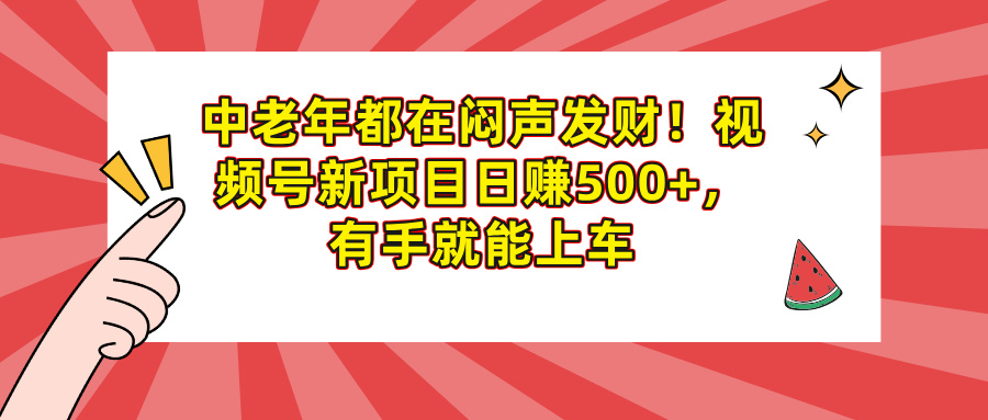 中老年都在闷声发财！视频号新项目日赚500+，有手就能上车-码豆资源站