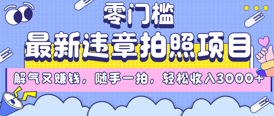 最新违章拍照项目，解气又赚钱，随手一拍，轻松收入3000+-码豆资源站