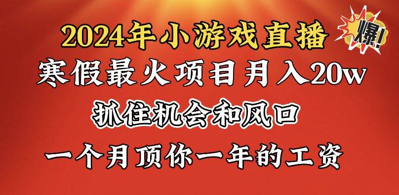 2024年寒假爆火项目，小游戏直播月入20w+，学会了之后你将翻身-码豆资源站