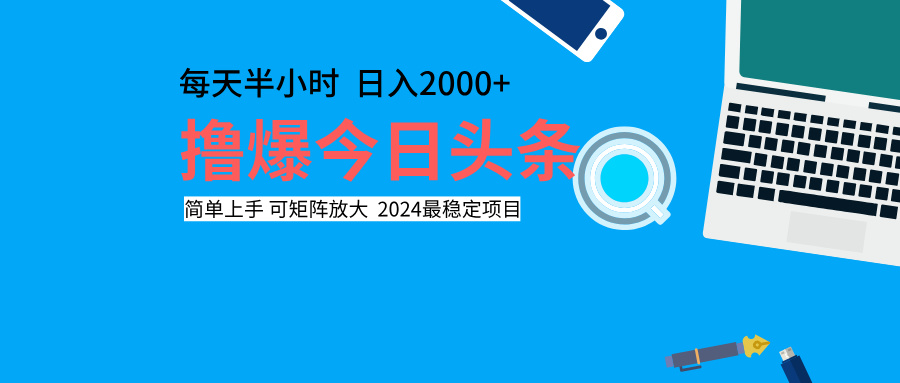 撸爆今日头条，每天半小时，简单上手，日入2000+-码豆资源站