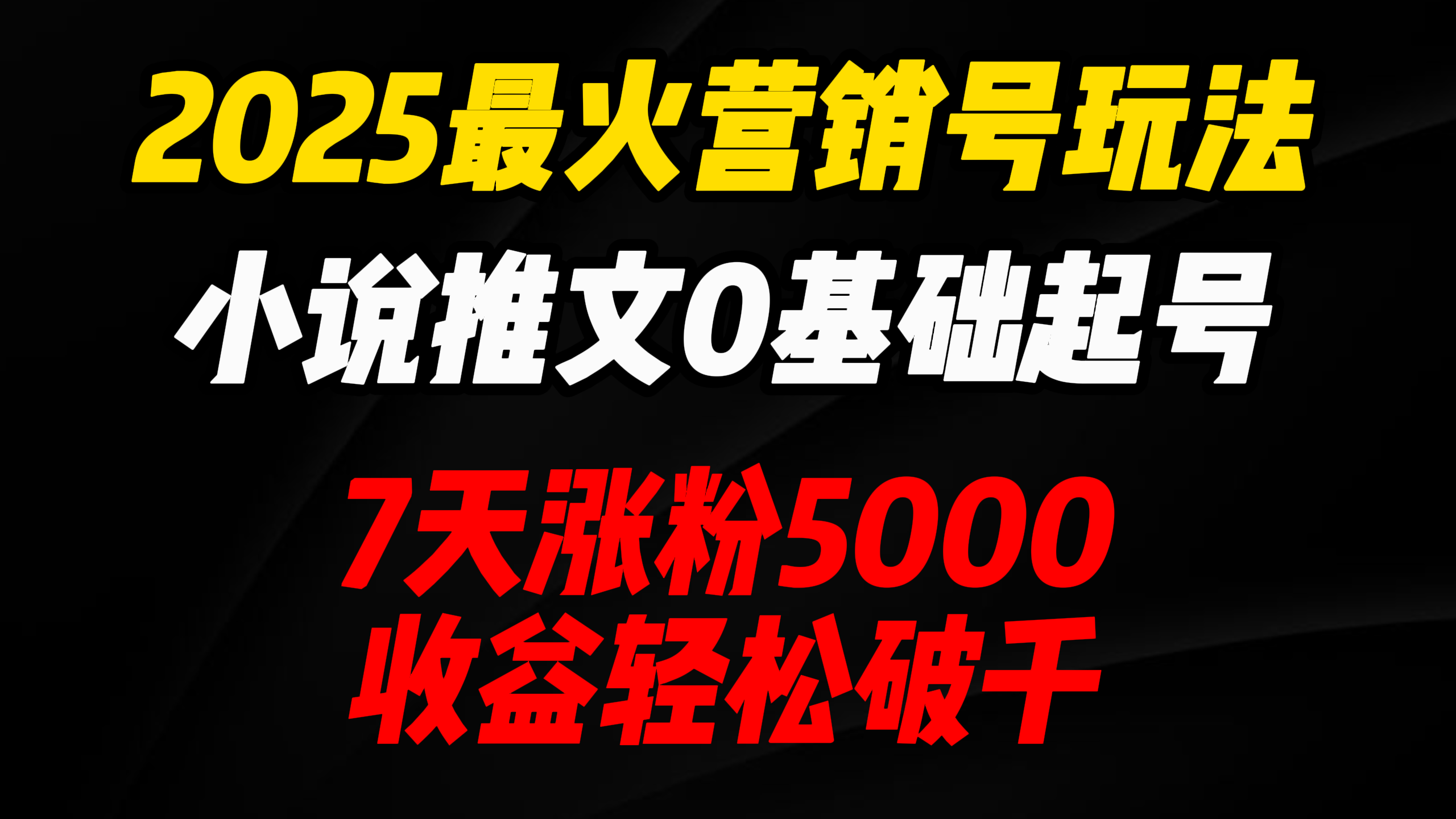 2025最火营销号玩法：小说推文0基础起号，7天涨粉5000，收益轻松破千！-码豆资源站