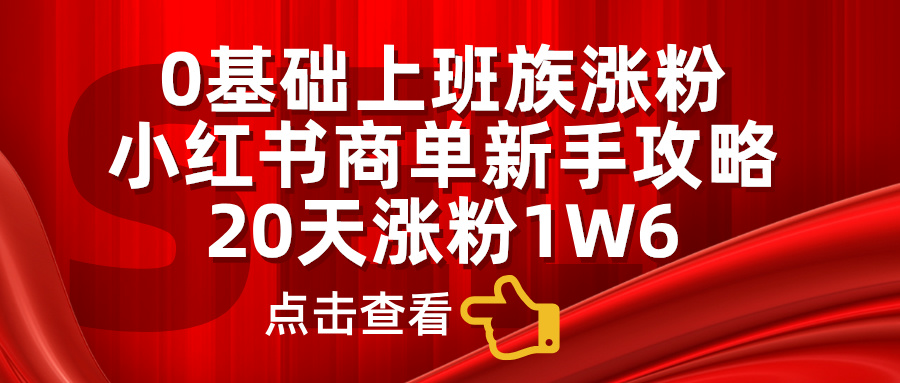 0基础上班族涨粉，小红书商单新手攻略，20天涨粉1.6w-码豆资源站