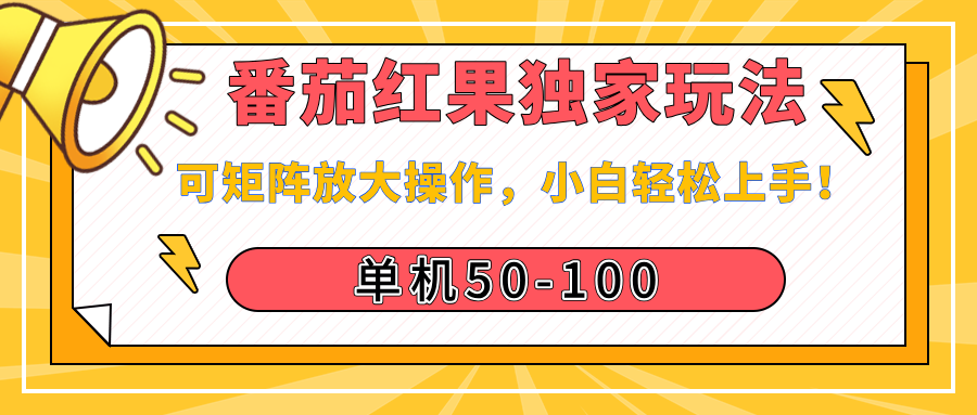 番茄红果独家玩法,单机50-100,可矩阵放大操作,小白轻松上手!-码豆资源站