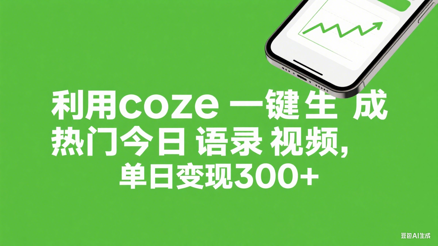 利用coze一键生成热门今日语录视频，单日变现300+-码豆资源站