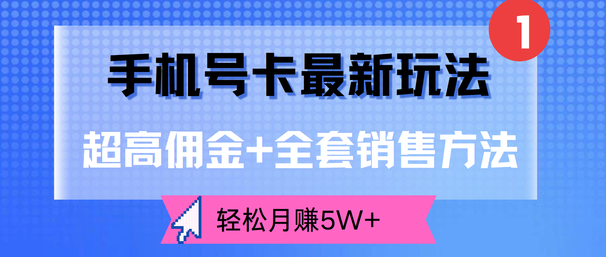 超高佣金+全套销售方法,手机号卡最新玩法,轻松月赚5W+-码豆资源站