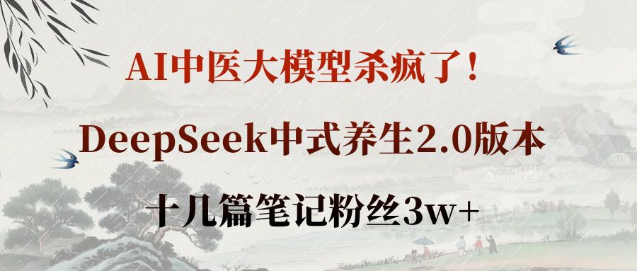 AI中医大模型杀疯了！DeepSeek中式养生2.0版本，十几篇笔记粉丝3w+-码豆资源站
