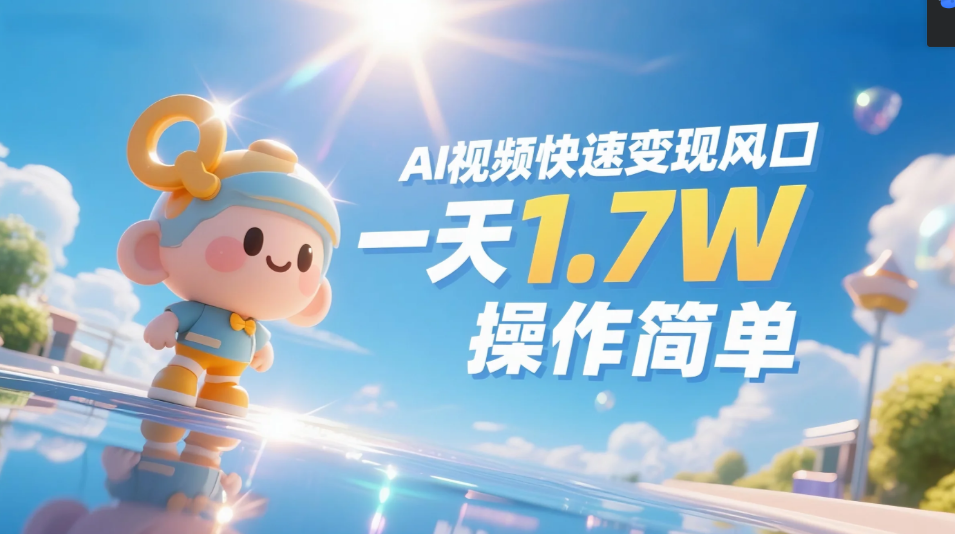 《Ai视频变现风口，一天1.7W，收入无上限，操作简单》-码豆资源站