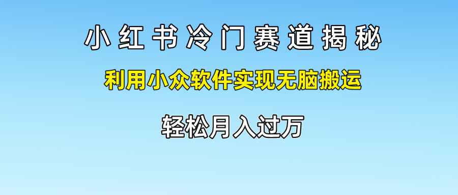 小红书冷门赛道揭秘,轻松月入过万，利用小众软件实现无脑搬运，-码豆资源站