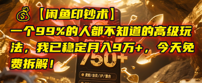 【闲鱼印钞术】一个99%的人都不知道的高级玩法，我已稳定月入9万+，今天免费拆解！-码豆资源站