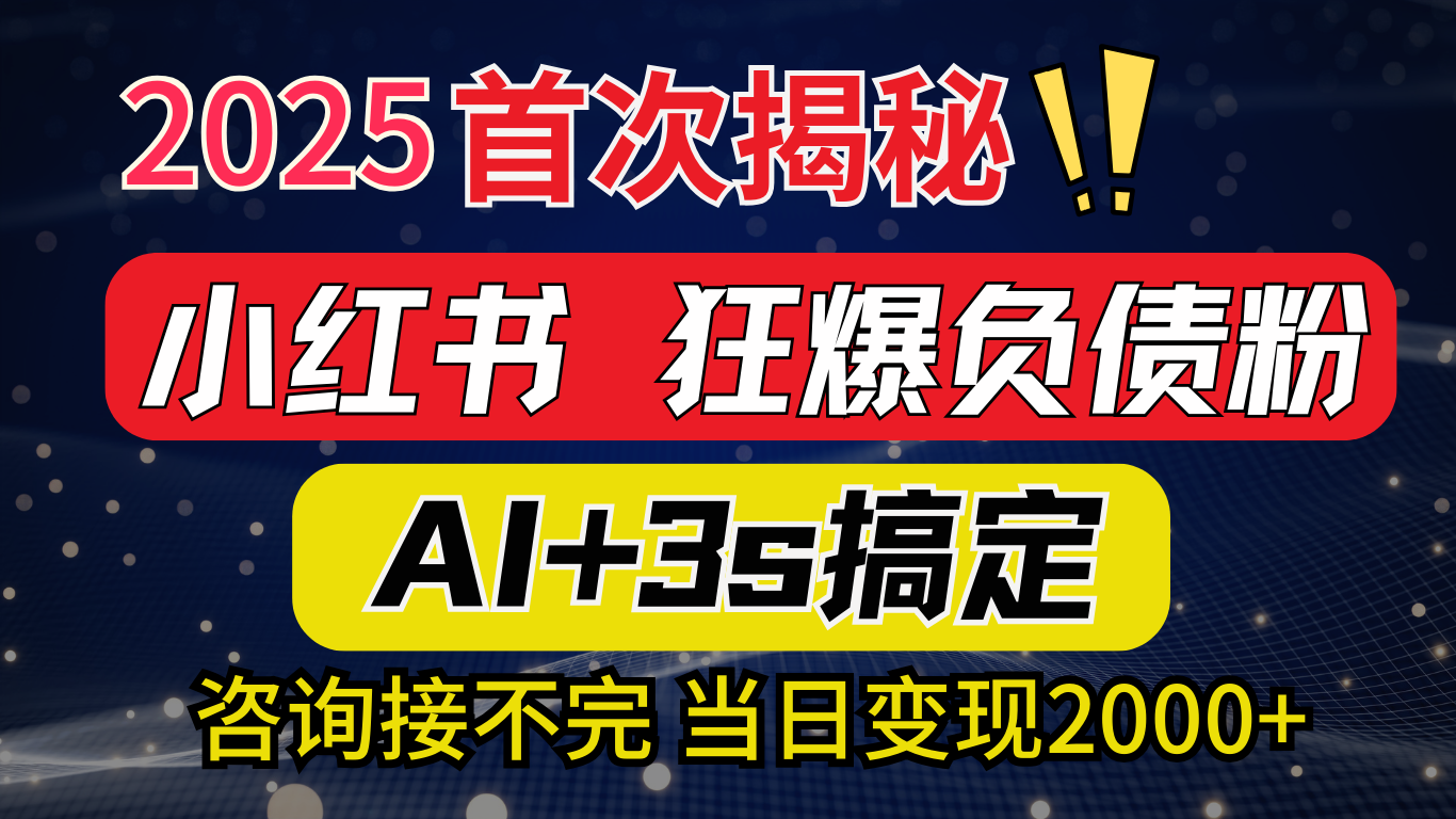 2025引流天花板：最新小红书狂暴负债粉思路，咨询接不断，当日入2000+-码豆资源站