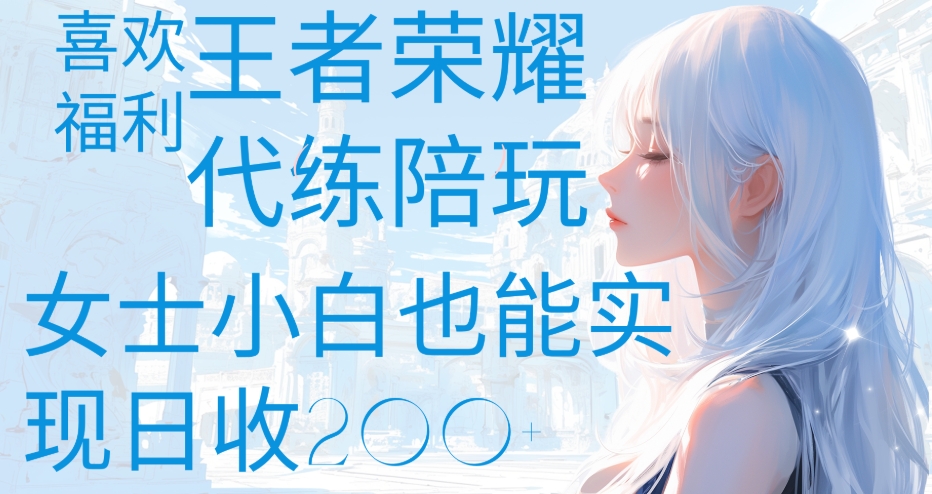 王者荣耀代打陪练喜欢王者的福利边玩还能多个收入女士小白也能轻松实现日收200+-码豆资源站