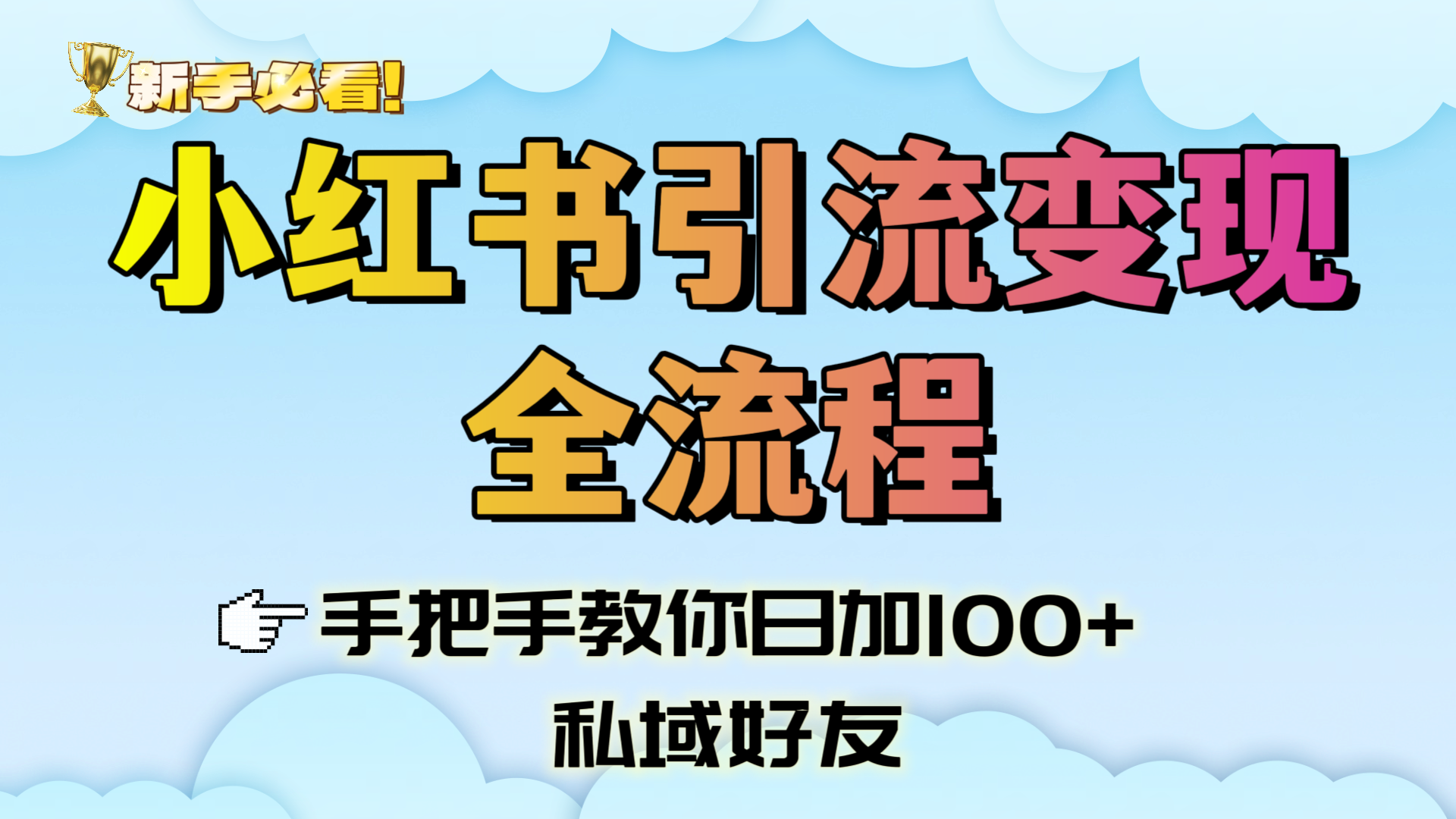 新手必看！小红书引流变现全流程，手把手教你日加100+私域好友-码豆资源站