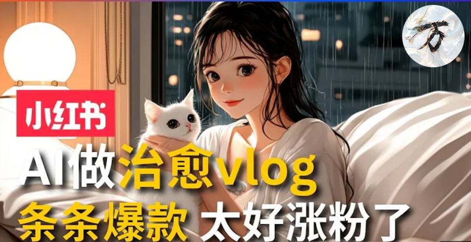 AI治愈系vlog动画视频，小红书7天 涨粉破千，商单报价1500+，0成本制作，日入2000+，有手就会 -码豆资源站