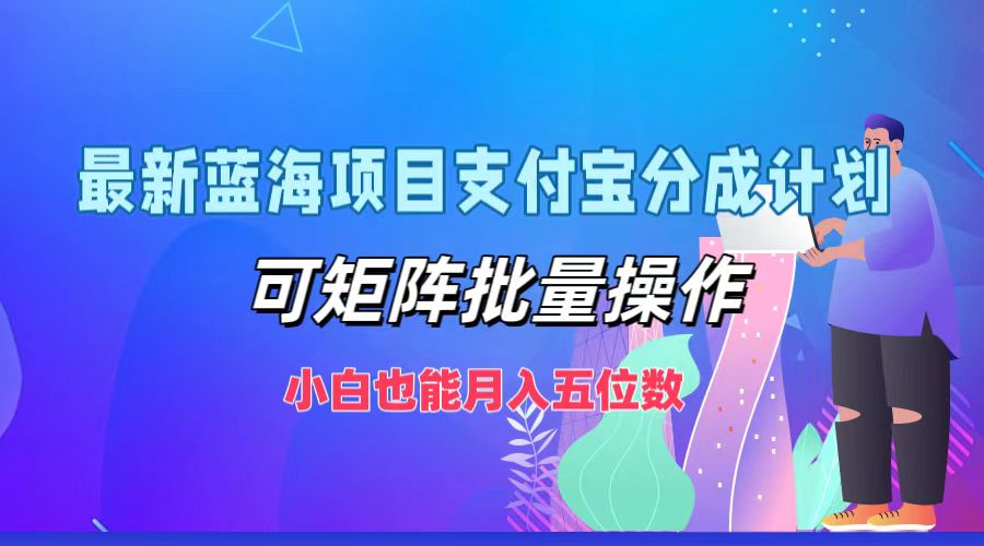 最新蓝海项目支付宝分成计划，小白也能月入五位数，可矩阵批量操作-码豆资源站