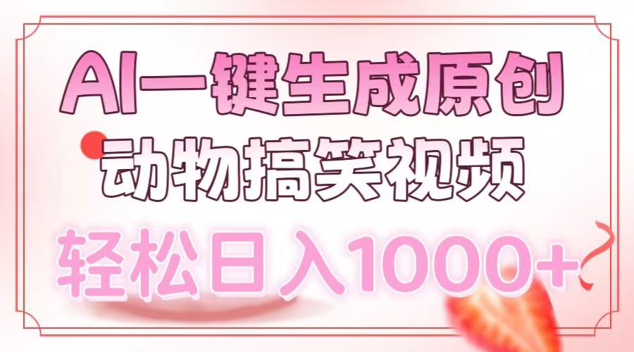 AI一键生成原创动物搞笑视频，轻松日入1000+-码豆资源站