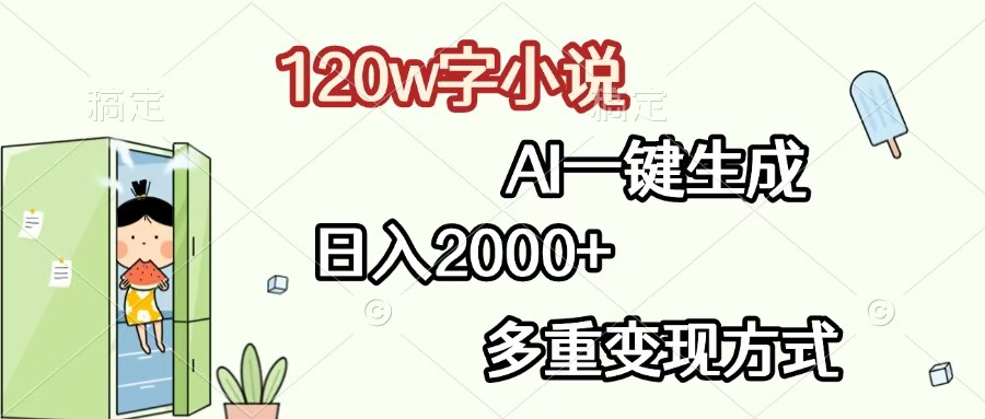 120w字小说，AI一键生成，日入2000+，多重变现方式-码豆资源站