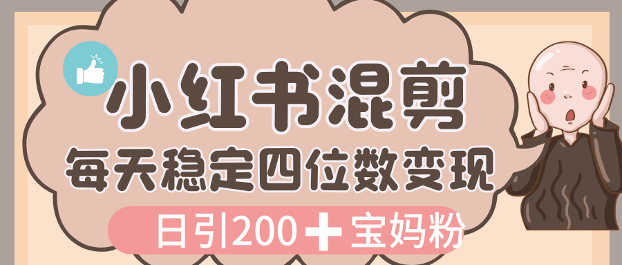 价值 3980 的小红书混剪, 虚拟变现,日引 200+宝妈创业粉,每天稳定四位数变现-码豆资源站