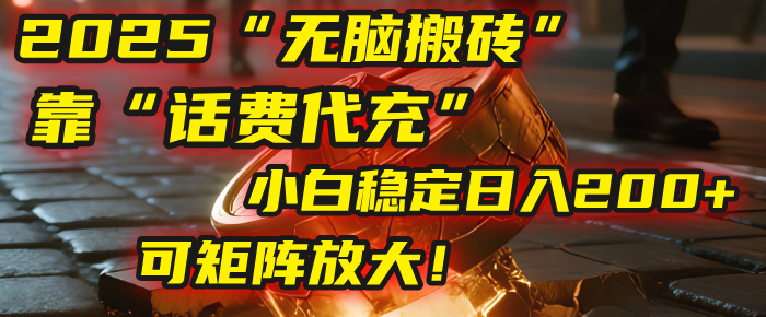 无脑搬砖项目：靠“话费代充”，小白稳定日入200+，可矩阵放大！-码豆资源站