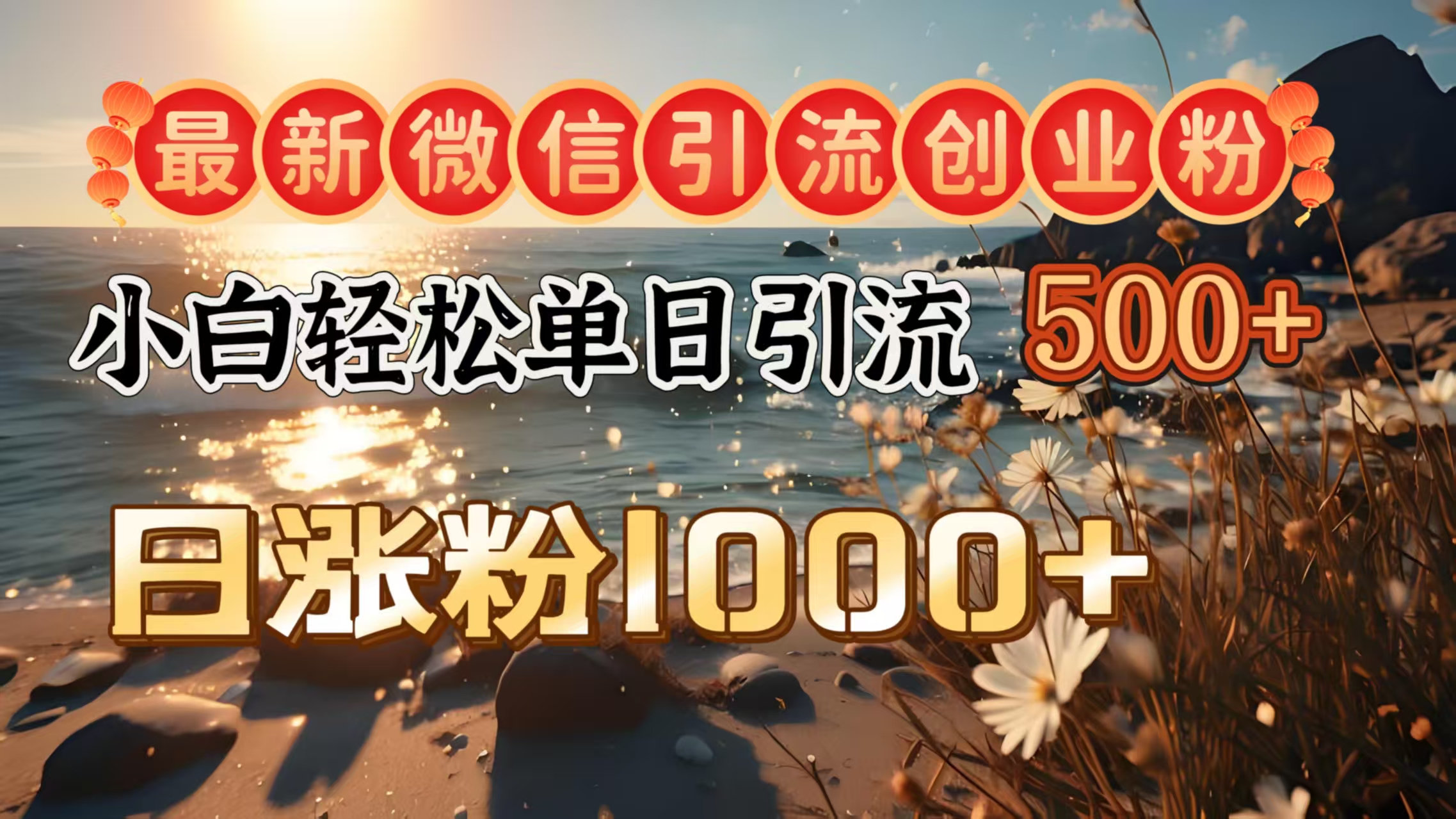 最新微信引流创业粉  ，小白单日轻松引流500＋，日涨粉1000＋-码豆资源站