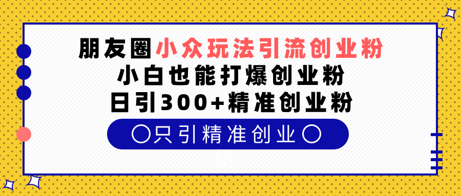 朋友圈小众玩法引流创业粉,小白也能打爆创业粉,日引300+精准创业粉-码豆资源站